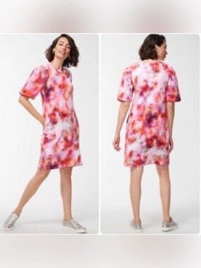 Chicos Tie-Dye Shift Dress in Pink and Coral size XL